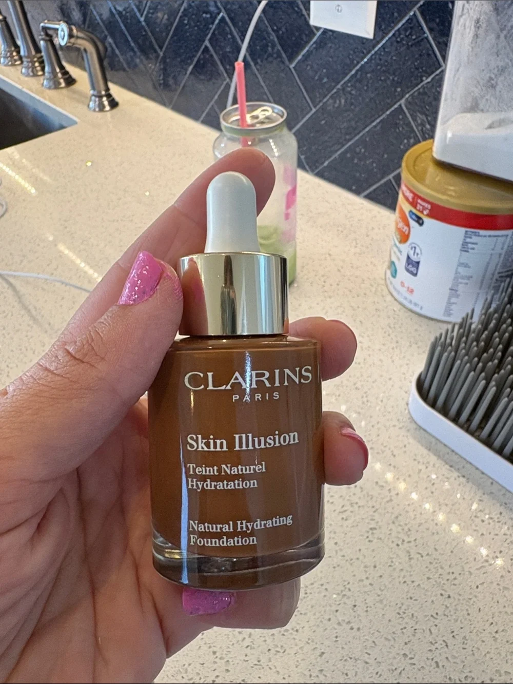 Clarins White Box with Pink Accents - Skin Illusion Packaging